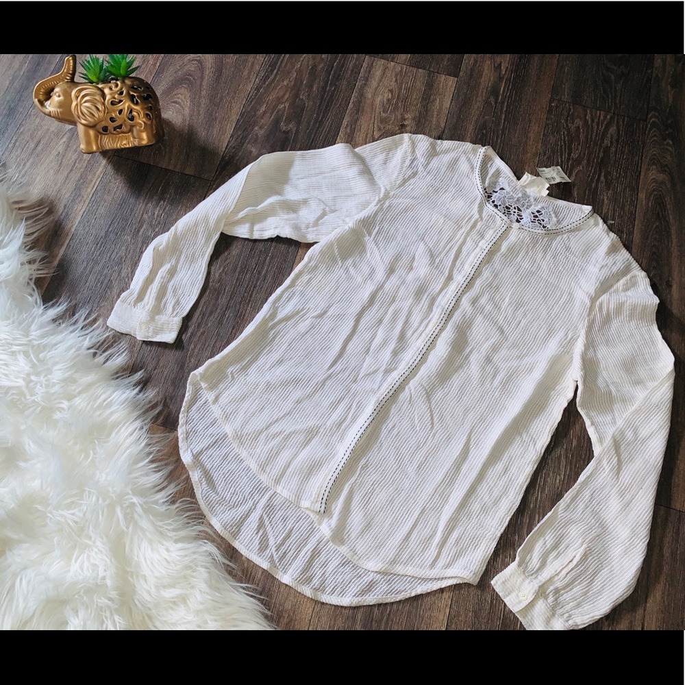 NWT💫FLANNEL Ivory Amouage Boho Shirt